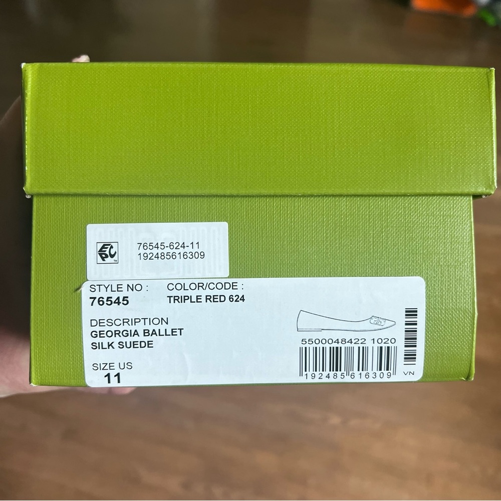 Tory Burch Suede Red Georgia Ballet Flats - Picture 10 of 11